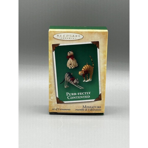 Hallmark 2004 Keepsake Ornament Miniature Purr-Fectly Contented Cats Set of 3 - Picture 3 of 5